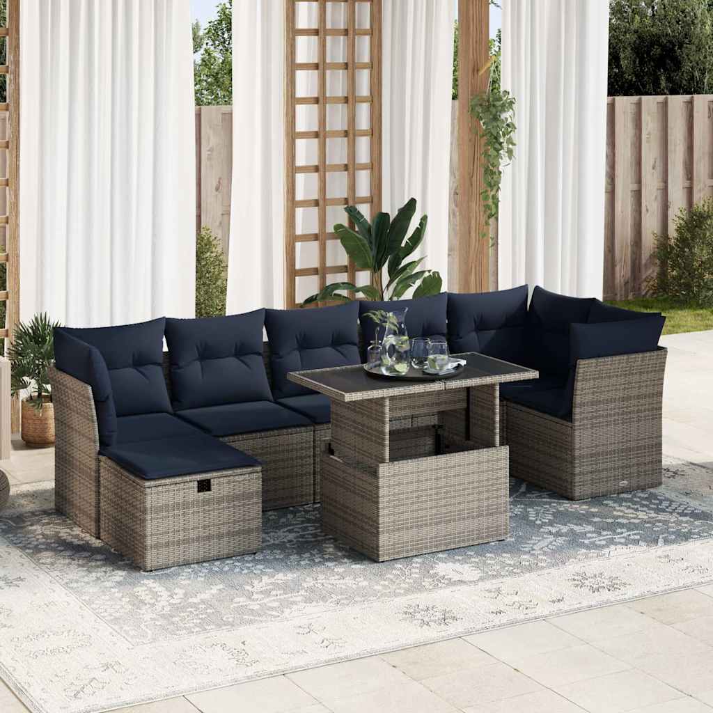 Sofasæt til Haven 8 Dele med Hynder Polyrattan Akacietræ - hovedbillede