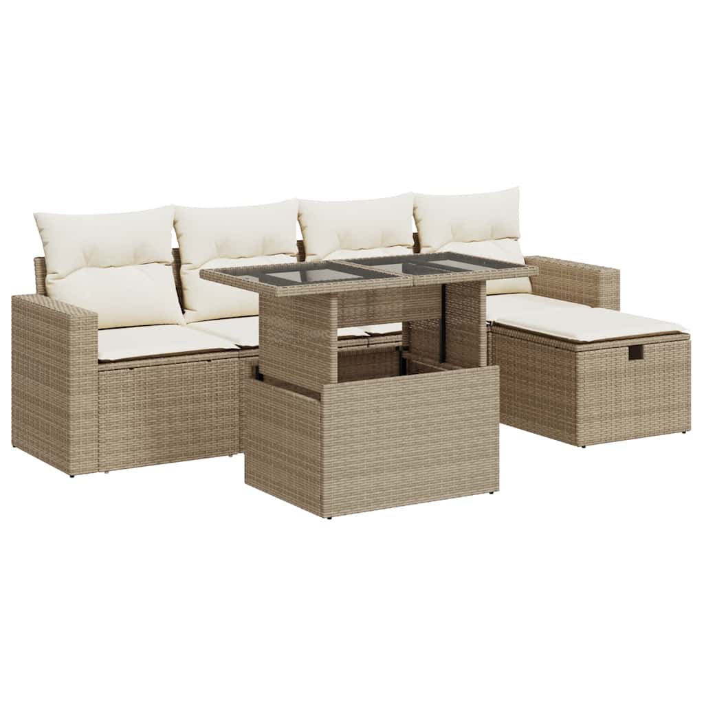 Sofasæt Til Haven 6 Dele Med Hynder Polyrattan - Billede 2