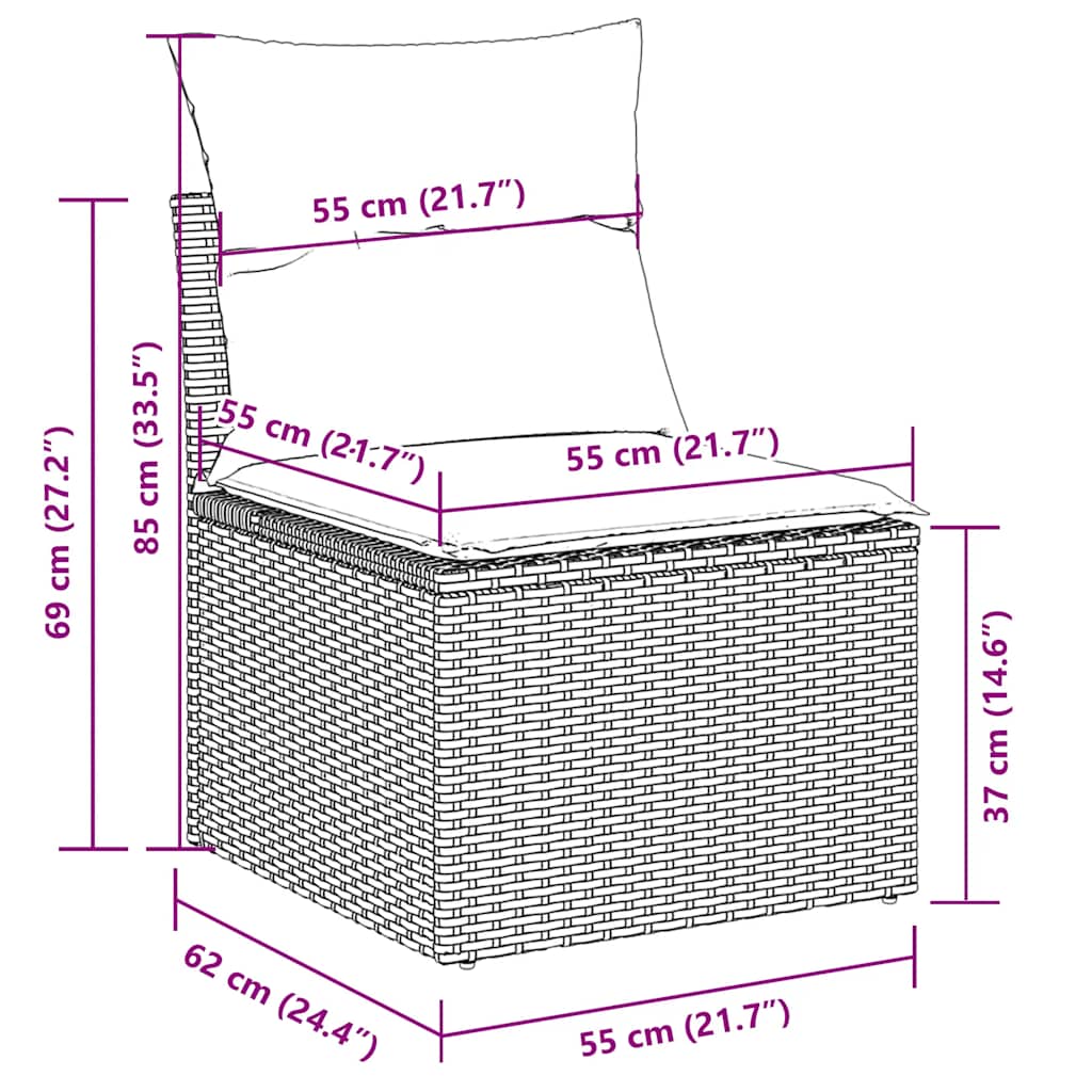 Sofasæt Til Haven 6 Dele Med Hynder Polyrattan - Billede 16