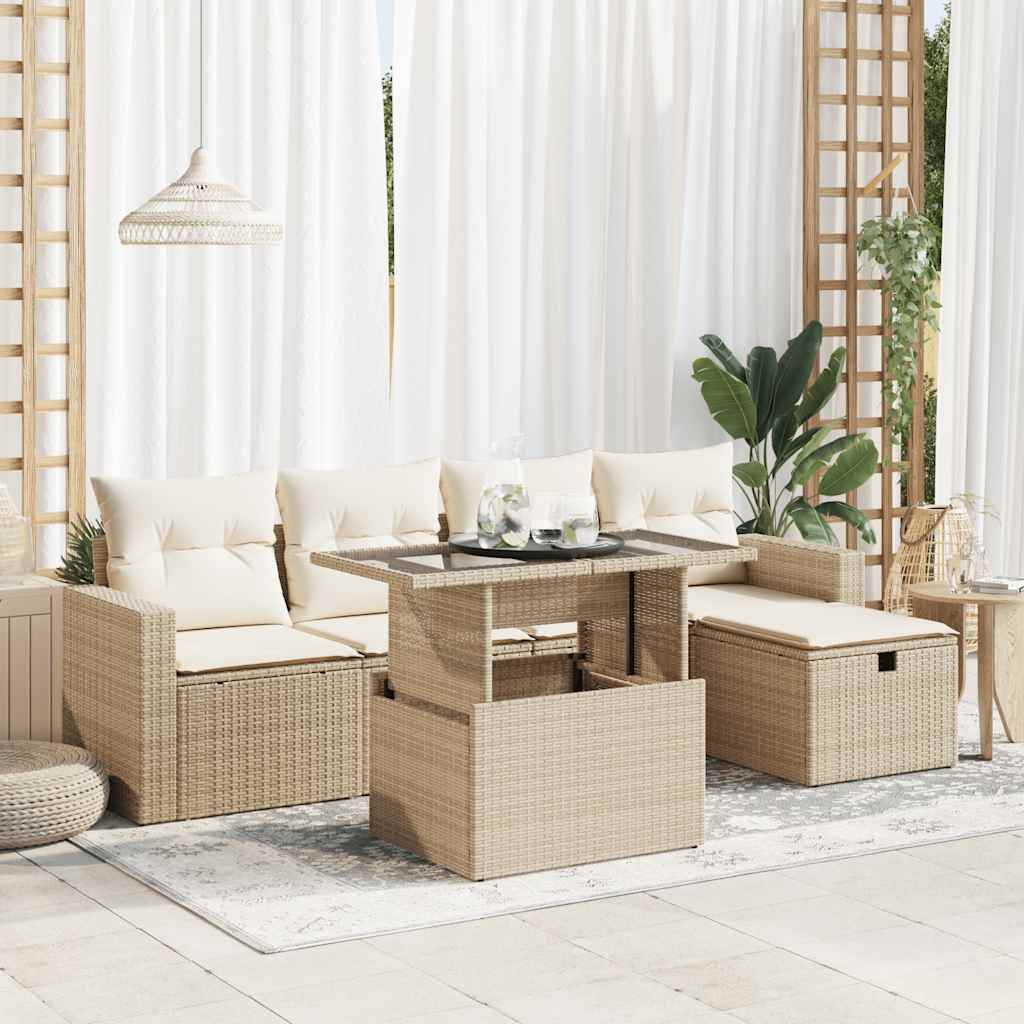 Sofasæt Til Haven 6 Dele Med Hynder Polyrattan - Hovedbillede
