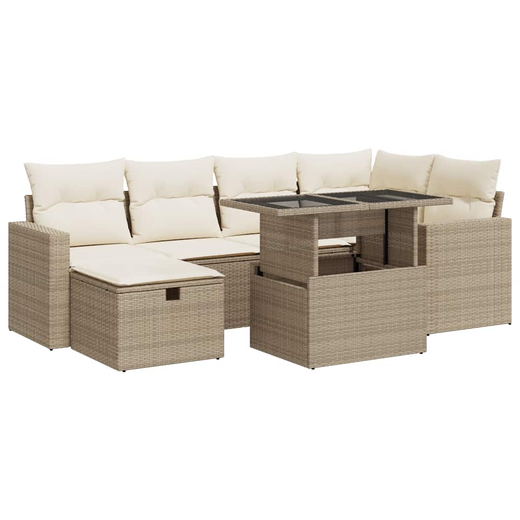 Sofasæt Til Haven 7 Dele Med Hynder Polyrattan - Billede 2