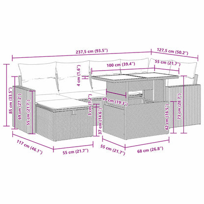 Sofasæt Til Haven 7 Dele Med Hynder Polyrattan - Billede 17