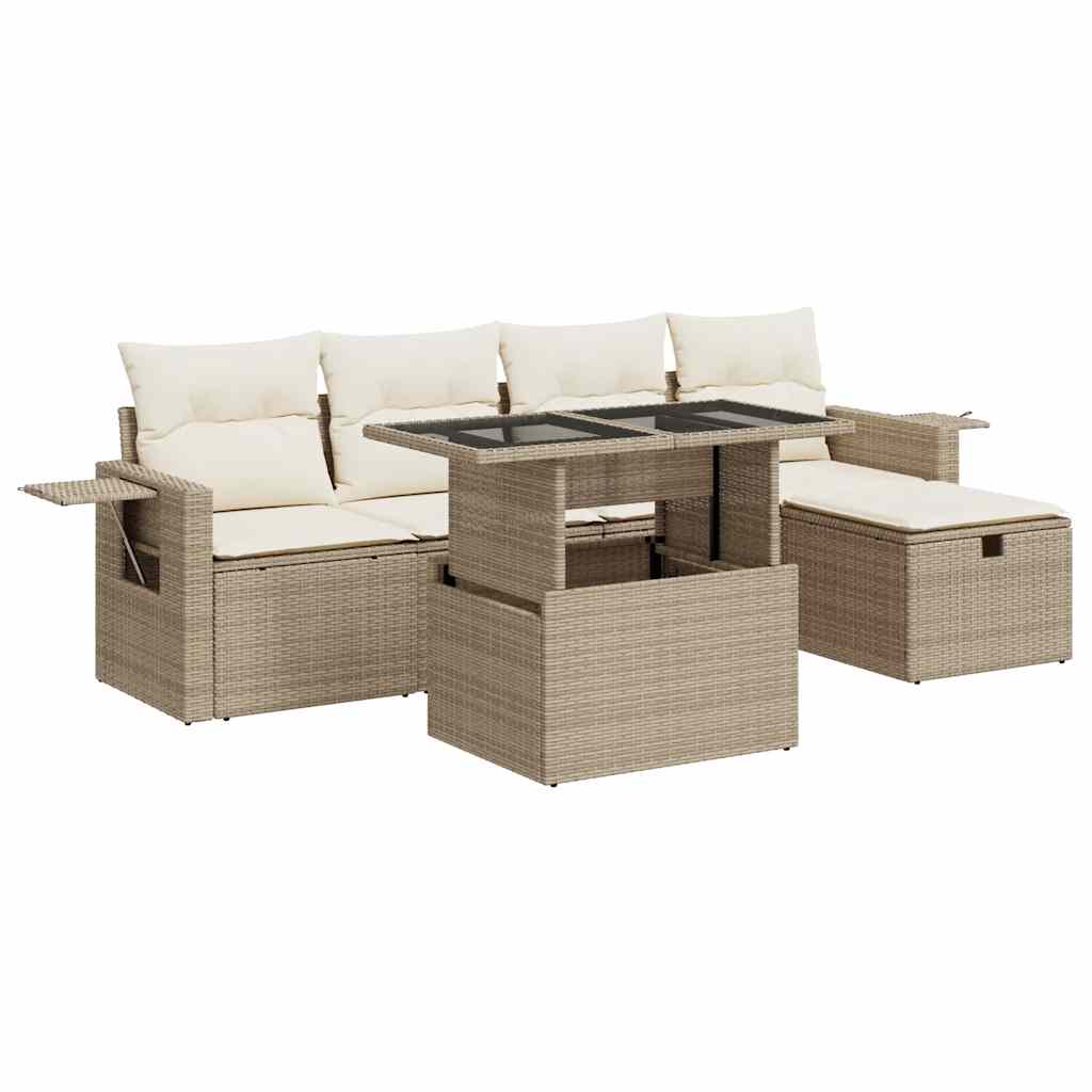 Sofasæt Til Haven 6 Dele Med Hynder Polyrattan - Billede 2