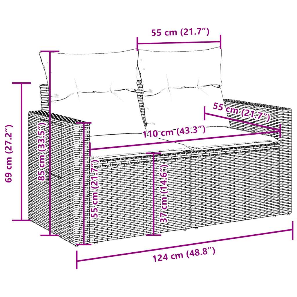 Sofasæt Til Haven 6 Dele Med Hynder Polyrattan - Billede 13