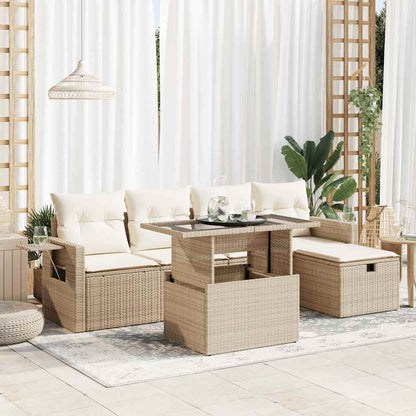 Sofasæt Til Haven 6 Dele Med Hynder Polyrattan - Hovedbillede