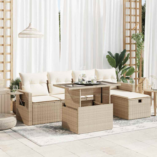 Sofasæt Til Haven 6 Dele Med Hynder Polyrattan - Hovedbillede