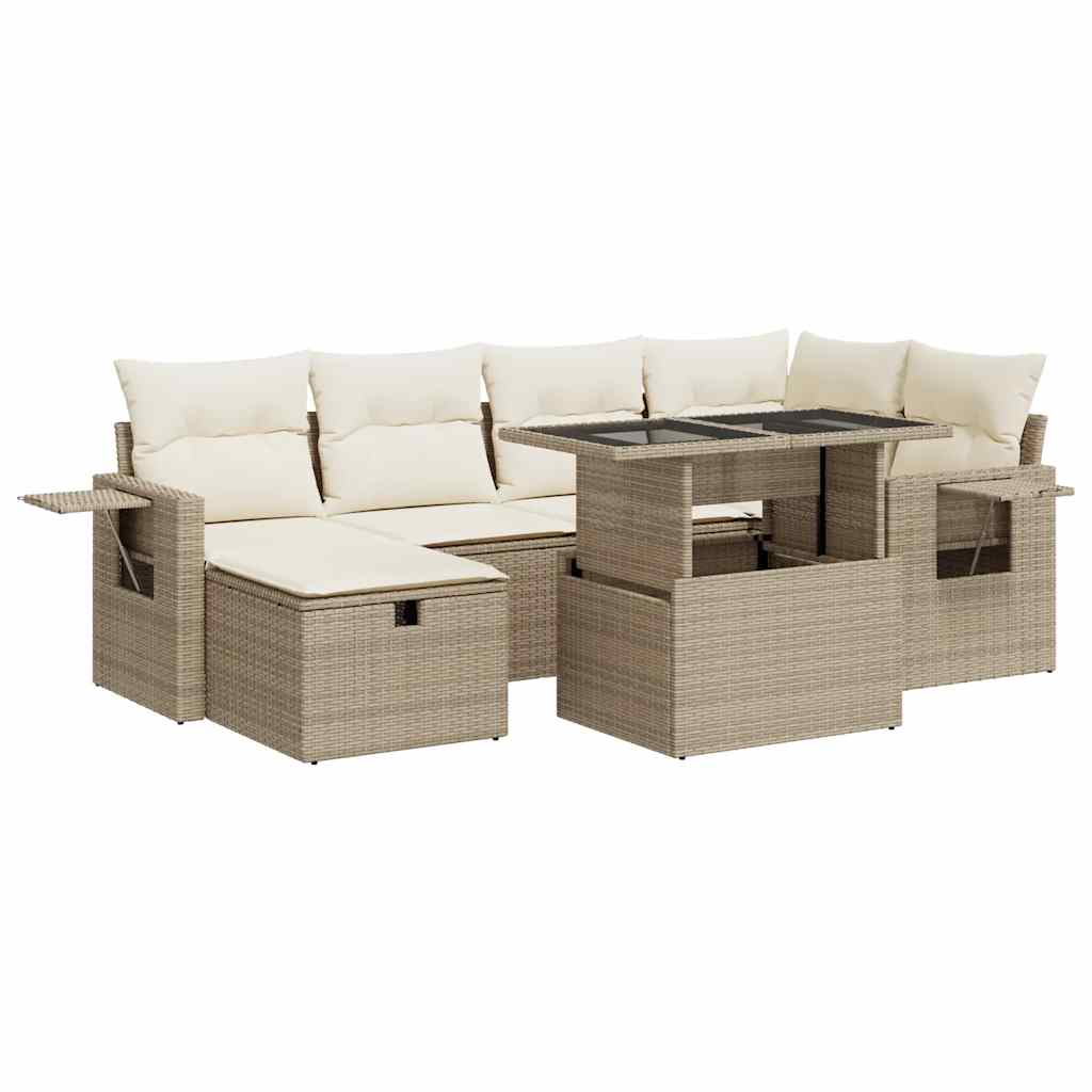 Sofasæt Til Haven 7 Dele Med Hynder Polyrattan - Billede 2