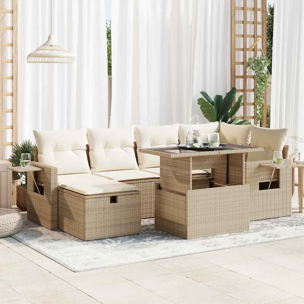 Sofasæt Til Haven 7 Dele Med Hynder Polyrattan - Hovedbillede