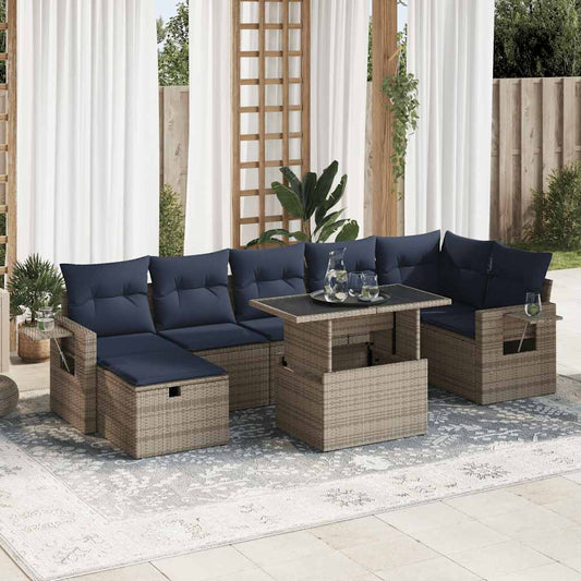 Sofasæt til Haven 8 Dele med Hynder Polyrattan Akacietræ - hovedbillede