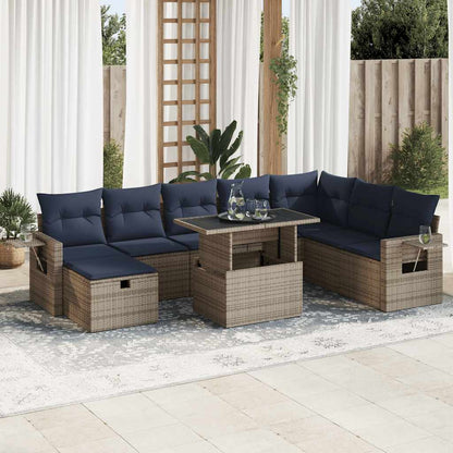 Sofasæt til Haven 9 Dele med Hynder Polyrattan Akacietræ - hovedbillede