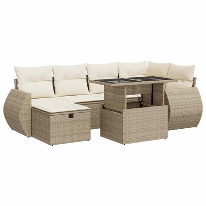Sofasæt Til Haven 7 Dele Med Hynder Polyrattan - Billede 2