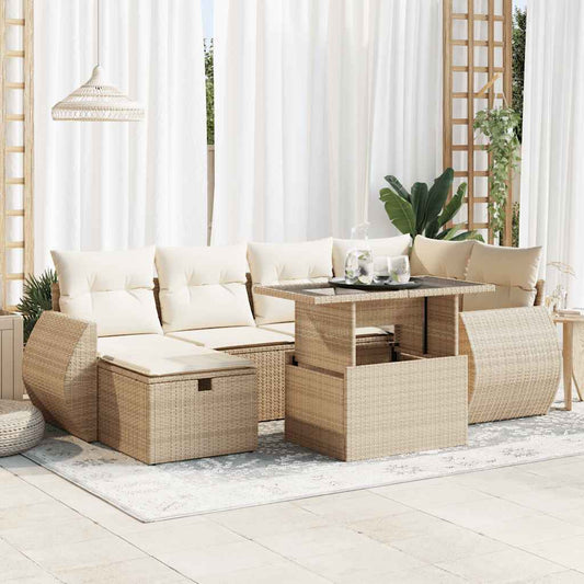Sofasæt Til Haven 7 Dele Med Hynder Polyrattan - Hovedbillede