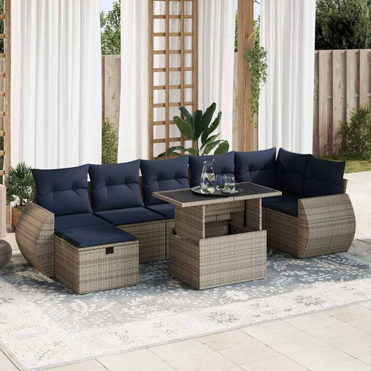 Sofasæt til Haven 8 Dele med Hynder Polyrattan Akacietræ - hovedbillede