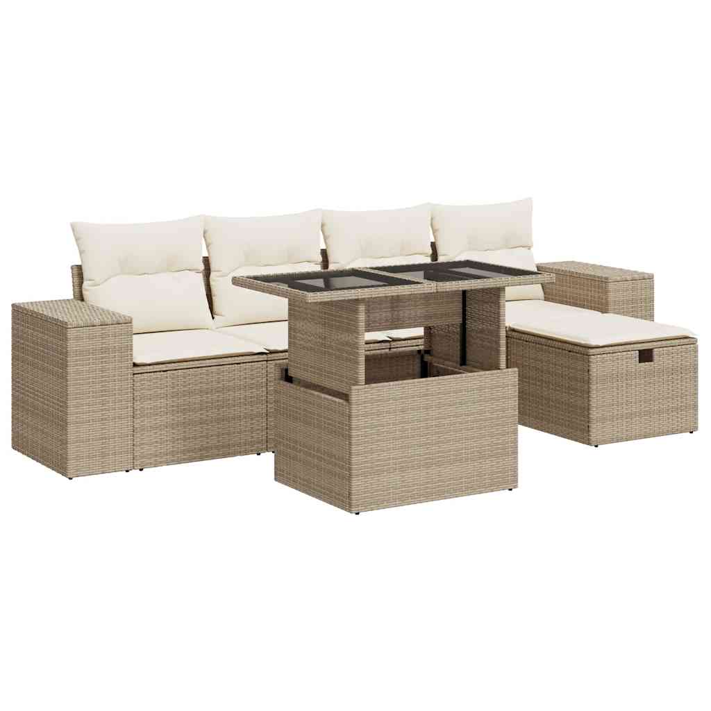 Sofasæt Til Haven 6 Dele Med Hynder Polyrattan - Billede 2