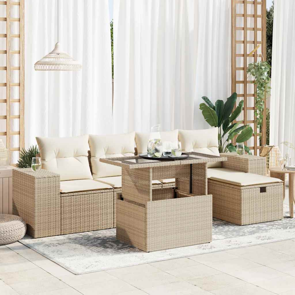 Sofasæt Til Haven 6 Dele Med Hynder Polyrattan - Hovedbillede