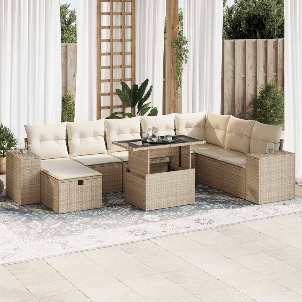 Sofasæt Til Haven 9 Dele Med Hynder Polyrattan - Hovedbillede