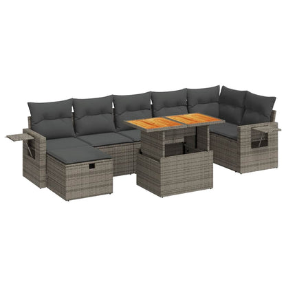 Sofasæt 5 Dele Med Hynder Polyrattan Akacietræ Grå - Billede 2