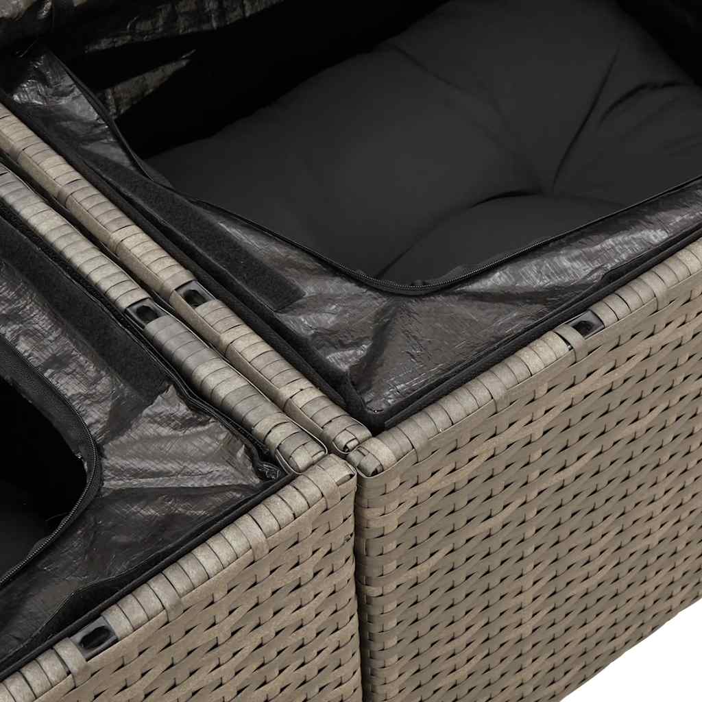 Sofasæt 5 Dele Med Hynder Polyrattan Akacietræ Grå - Billede 17