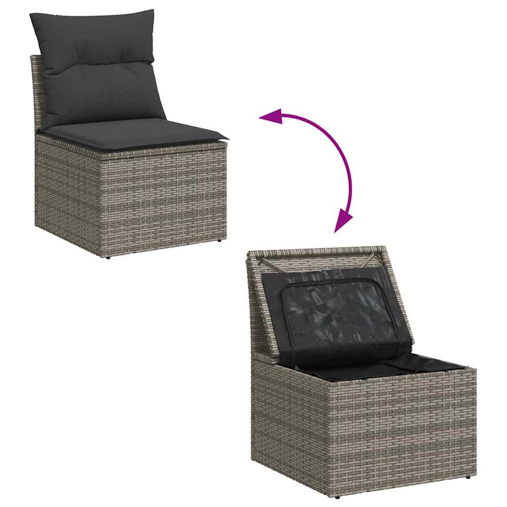 Sofasæt 5 Dele Med Hynder Polyrattan Akacietræ Grå - Billede 8