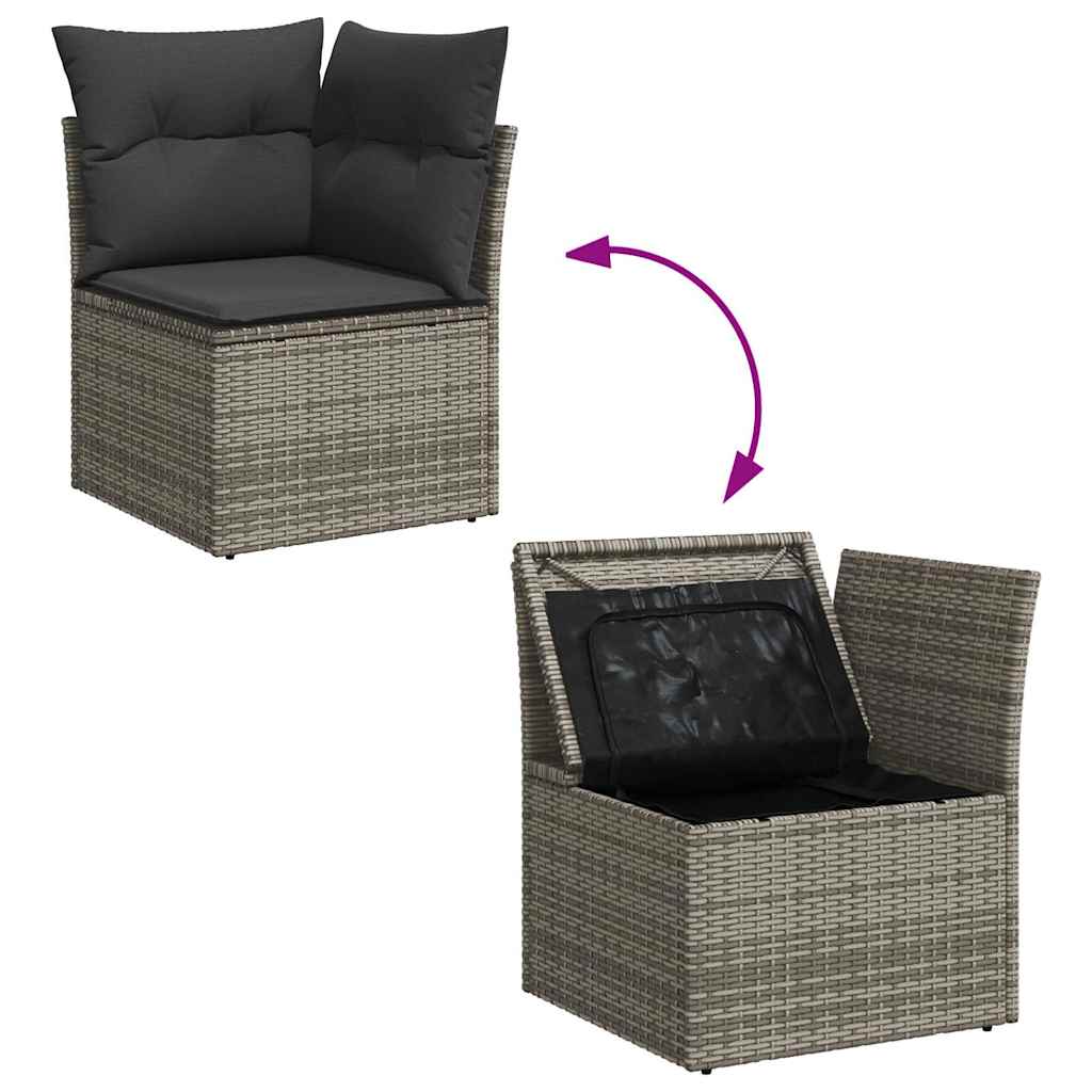 Sofasæt 5 Dele Med Hynder Polyrattan Akacietræ Grå - Billede 9