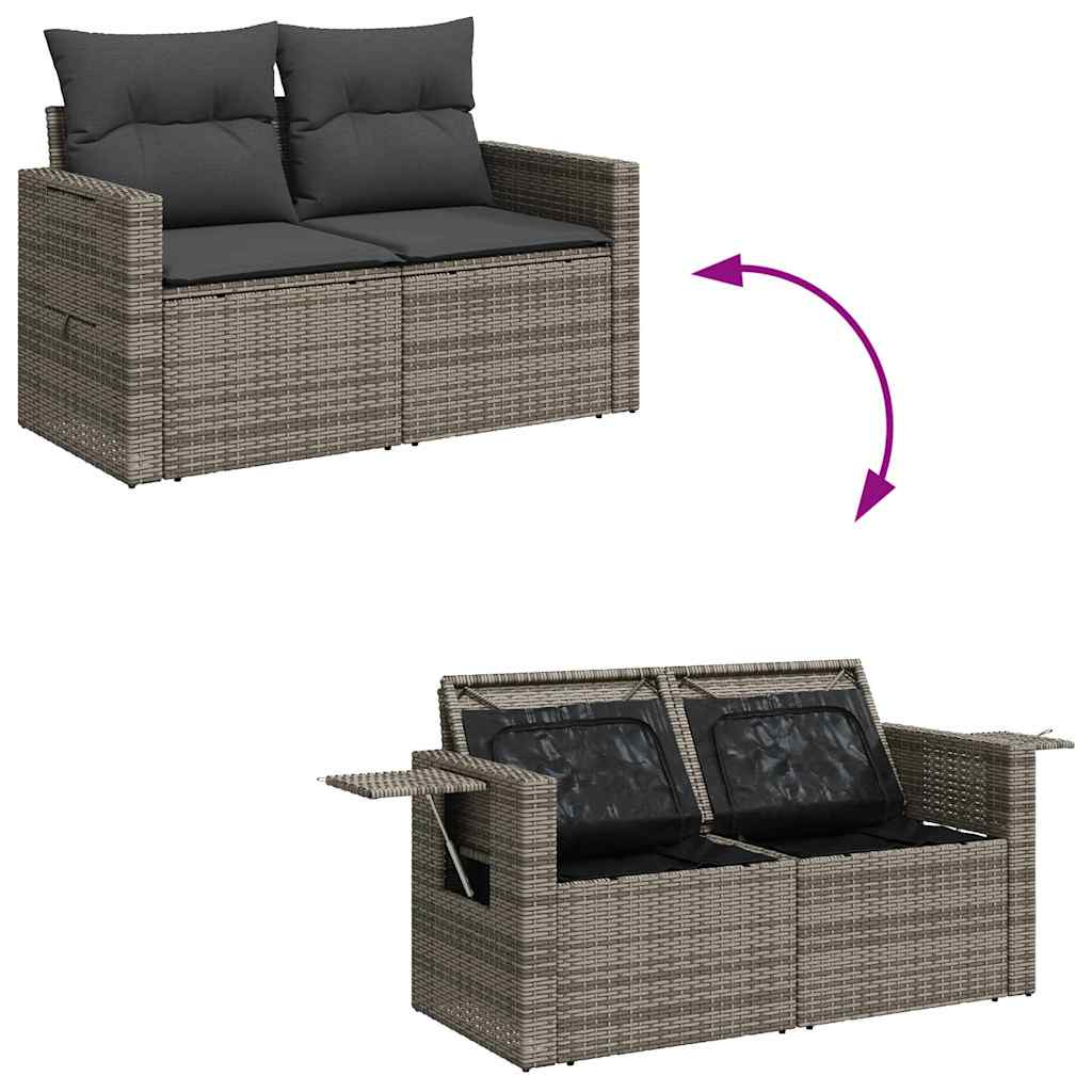 Sofasæt 5 Dele Med Hynder Polyrattan Akacietræ Grå - Billede 10