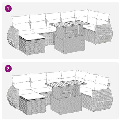 Sofasæt til Haven 8 Dele med Hynder Polyrattan Akacietræ Grå - billede 13