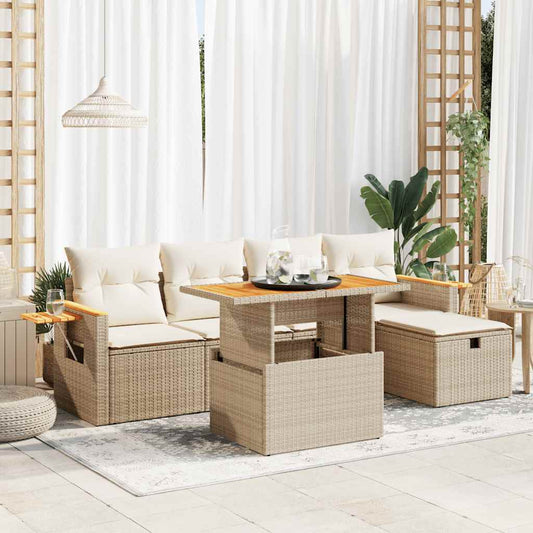 Sofasæt Til Haven 6 Dele Med Hynder Polyrattan - Hovedbillede