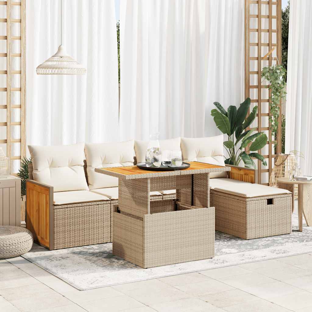 Sofasæt Til Haven 6 Dele Med Hynder Polyrattan - Hovedbillede