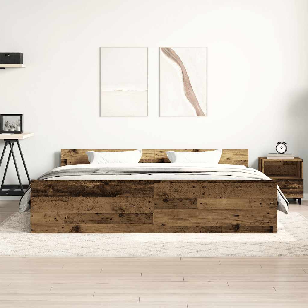Sengestel Uden Madras 180x200 Cm Konstrueret Træ Antikt Træ - Billede 3