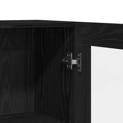 Sideboard Sort Eg 120 X 30,5 X 70 Cm Konstrueret Træ - Billede 9