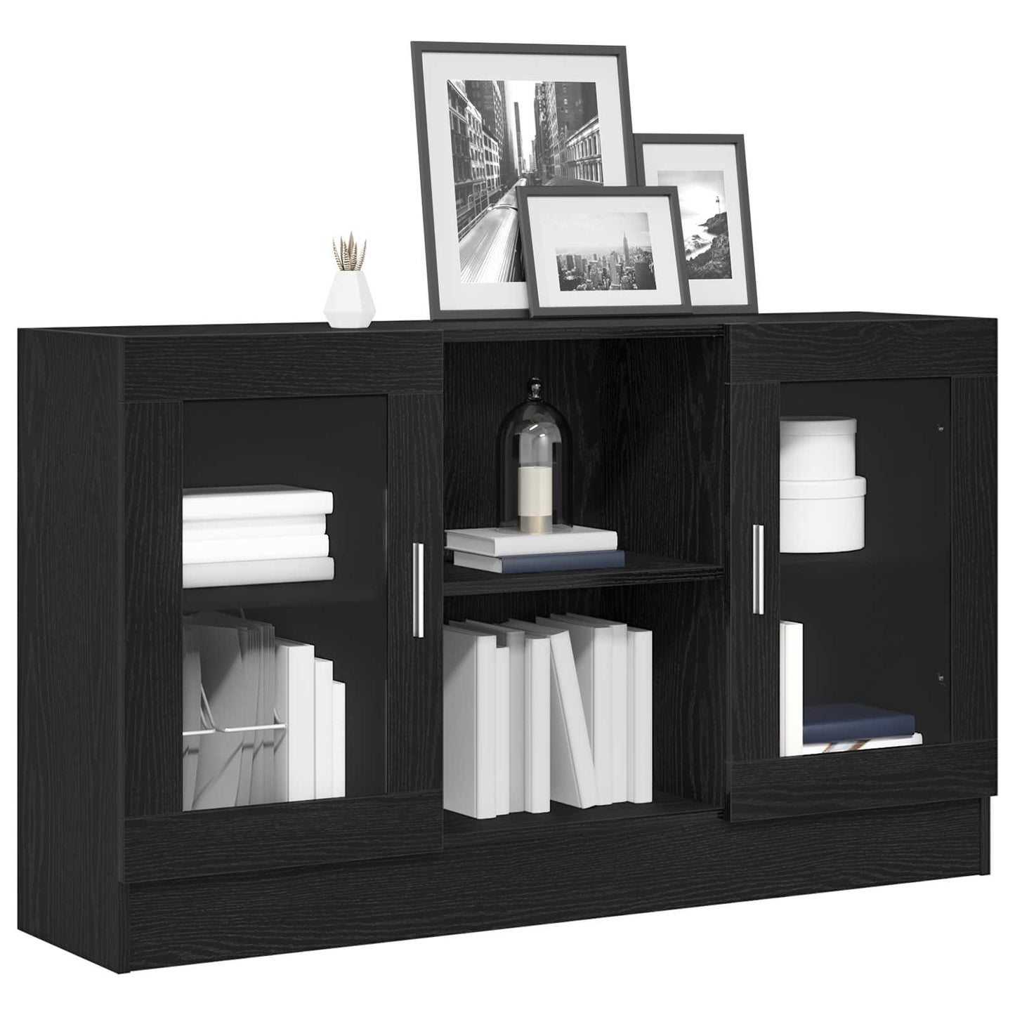 Sideboard Sort Eg 120 X 30,5 X 70 Cm Konstrueret Træ - Billede 3