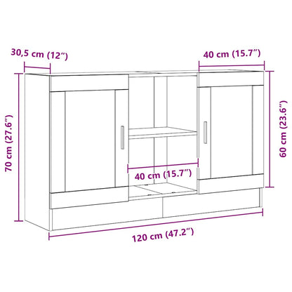Sideboard Sort Eg 120 X 30,5 X 70 Cm Konstrueret Træ - Billede 13