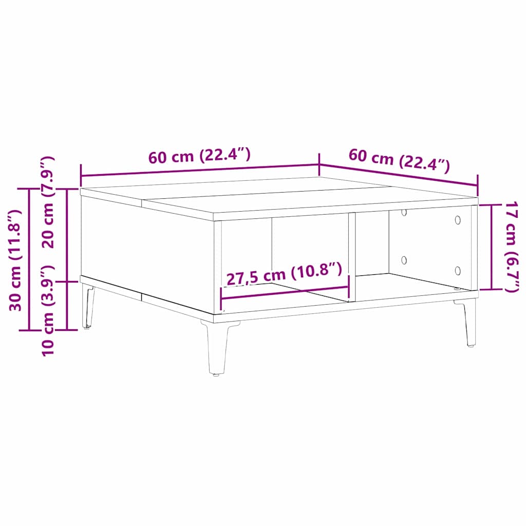 Sofabord 60 X 60 X 30 Cm - Billede 11