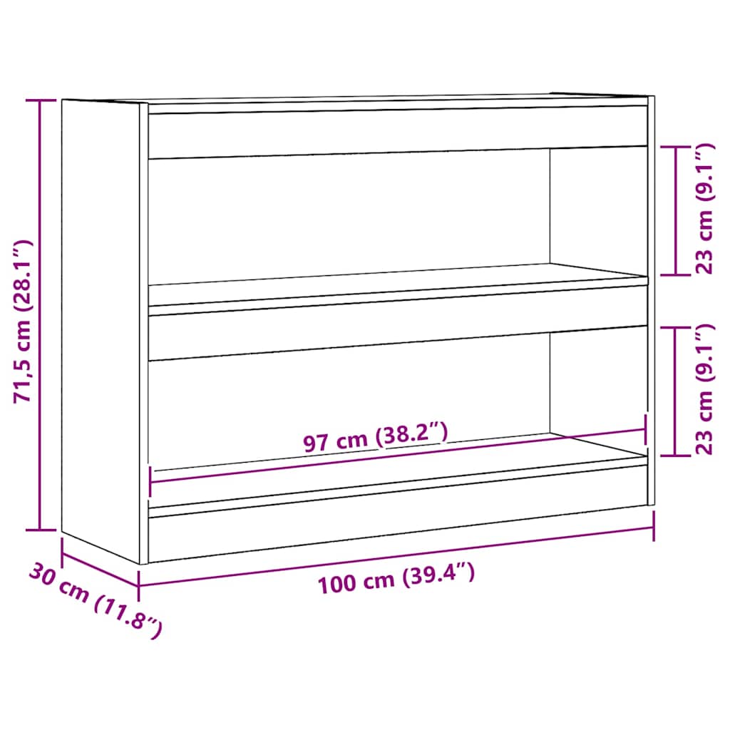 Bogreol 2 Niveauer 100 X 30 X 72 Cm Konstrueret Træ - Billede 11
