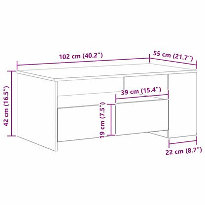 Sofabord 102 X 55 X 43,5 Cm Konstrueret Træ - Billede 11
