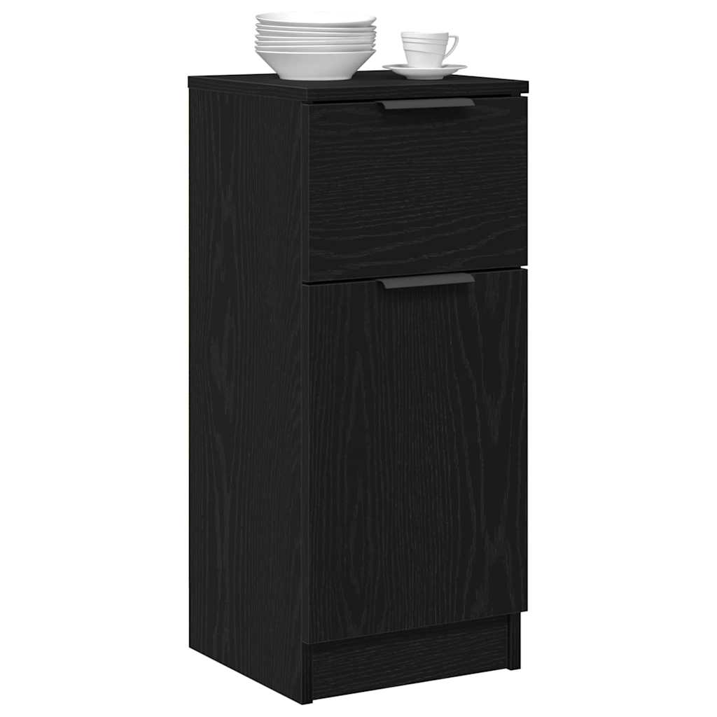 Sideboard Med Skuffe Eg 30 X 30 X 70 Cm Konstrueret Træ - Billede 3
