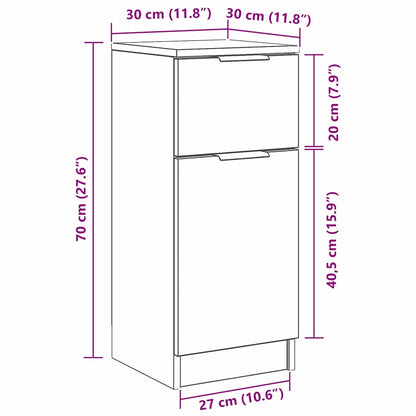 Sideboard Med Skuffe Eg 30 X 30 X 70 Cm Konstrueret Træ - Billede 13