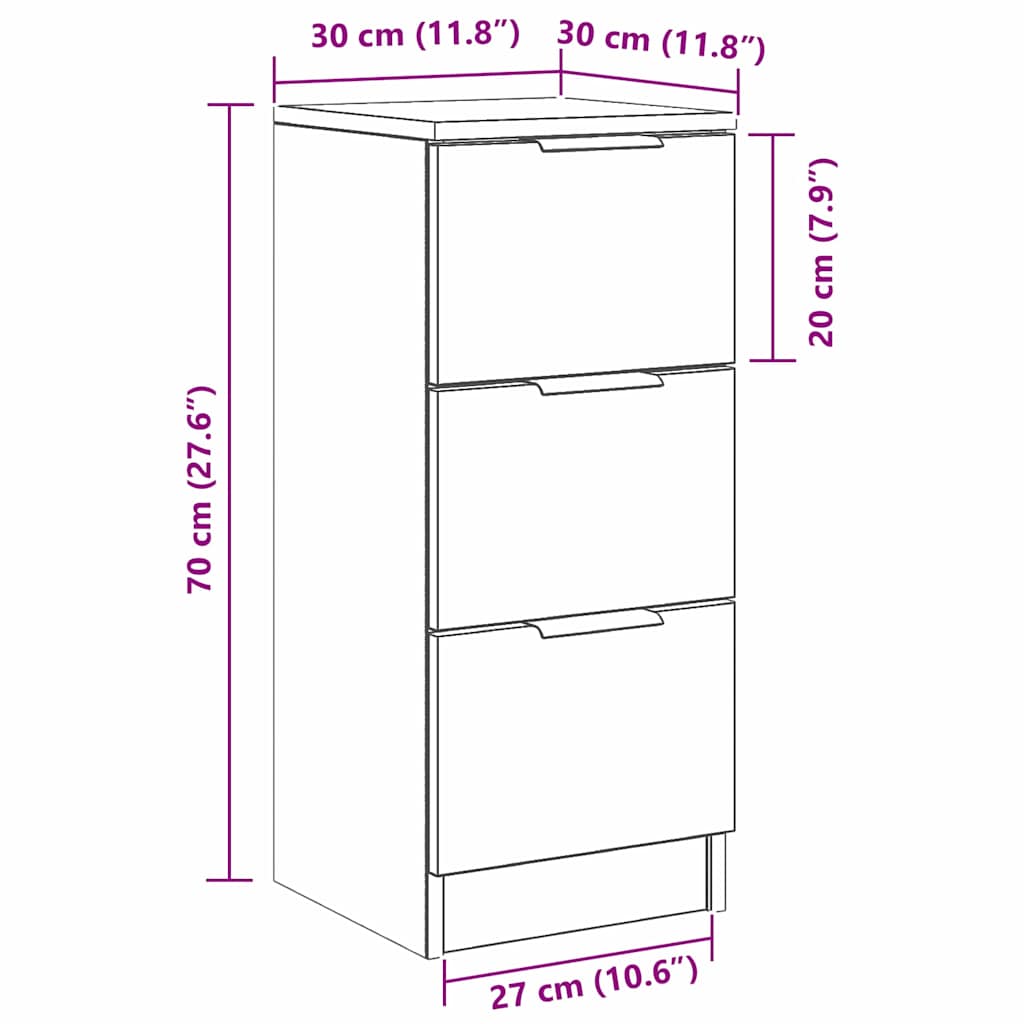 Sideboard 30 X 30 X 70 Cm Konstrueret Træ - Billede 13