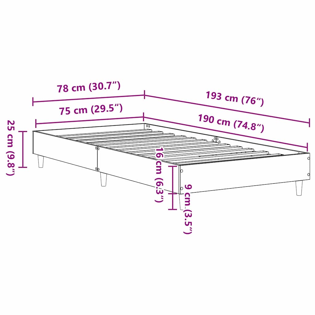 Sengestel Sort Eg 75 190 Cm Konstrueret Træ - Billede 9