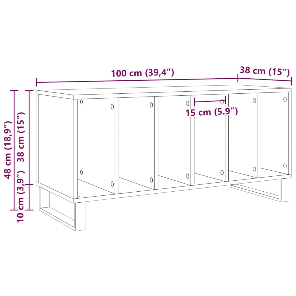Pladeskab 100 X 38 X 48 Cm Konstrueret Træ - Billede 11