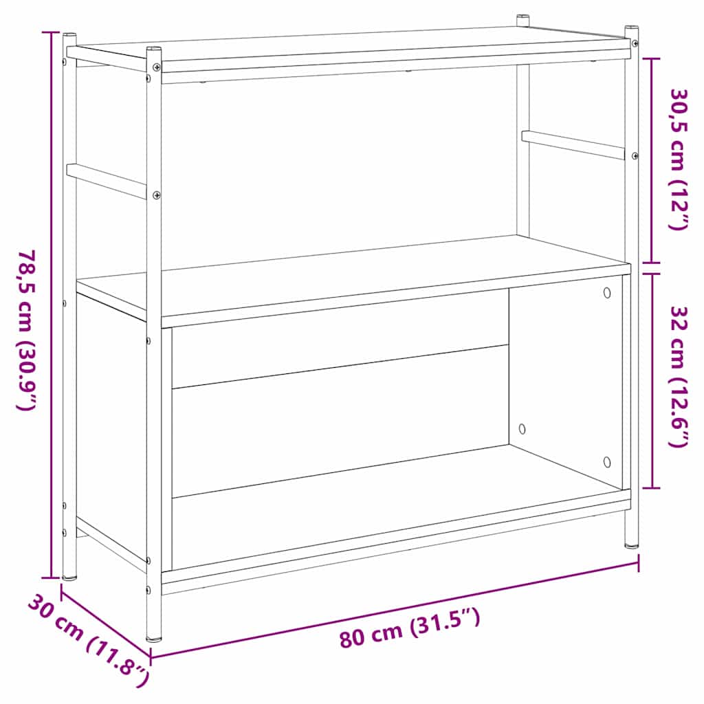 Bogreol 80 X 30 X 78,5 Cm Konstrueret Træ - Billede 10