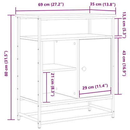 Sideboard 69 X 35 X 80 Cm Konstrueret Træ - Billede 13