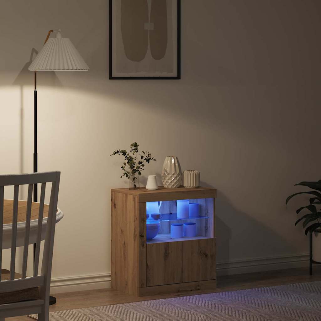 LED Sideboard 60,5 X 37 X 67 Cm Konstrueret Træ - Billede 5