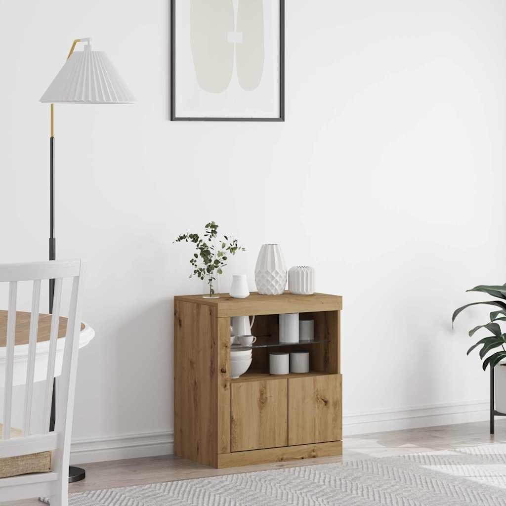 LED Sideboard 60,5 X 37 X 67 Cm Konstrueret Træ - Hovedbillede