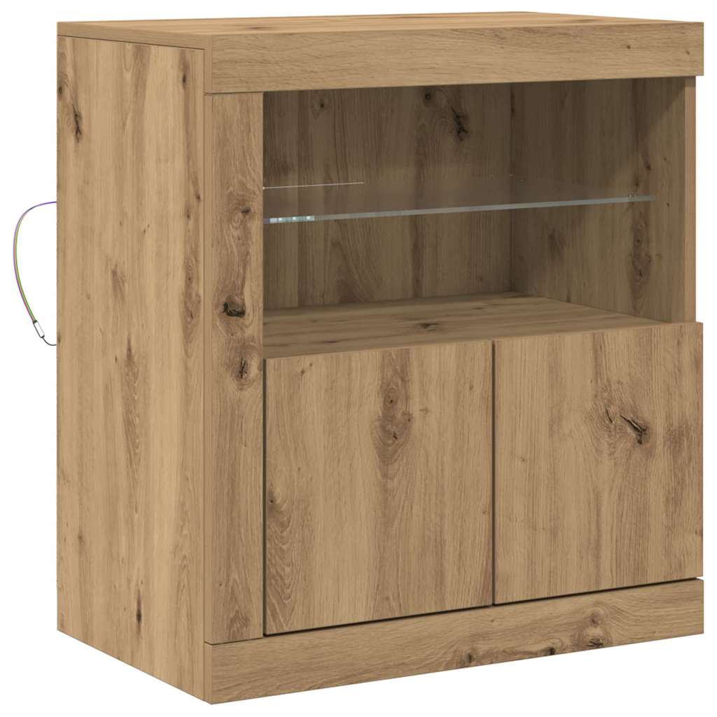 LED Sideboard 60,5 X 37 X 67 Cm Konstrueret Træ - Billede 2