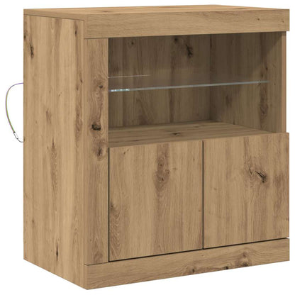 LED Sideboard 60,5 X 37 X 67 Cm Konstrueret Træ - Billede 2