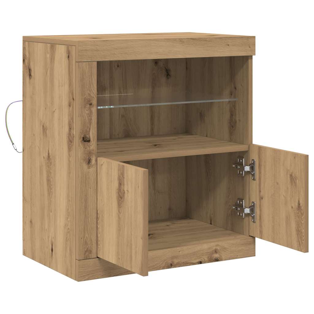 LED Sideboard 60,5 X 37 X 67 Cm Konstrueret Træ - Billede 7