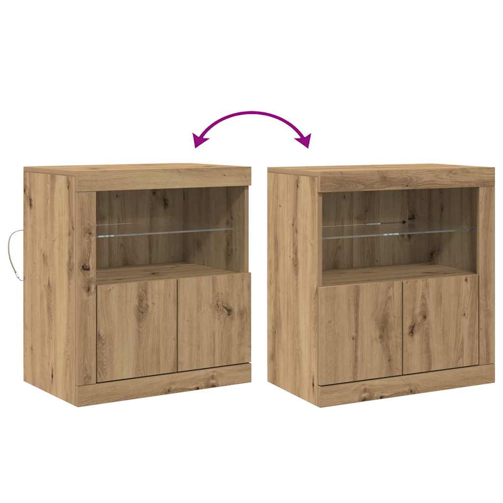 LED Sideboard 60,5 X 37 X 67 Cm Konstrueret Træ - Billede 13