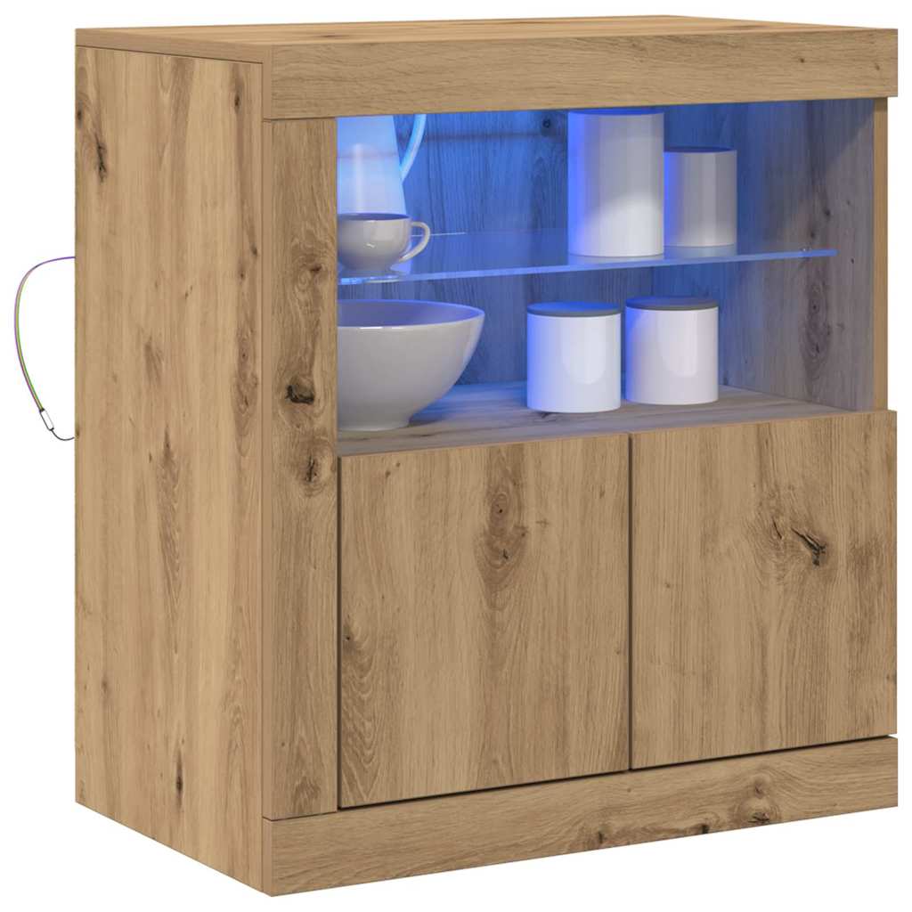 LED Sideboard 60,5 X 37 X 67 Cm Konstrueret Træ - Billede 3