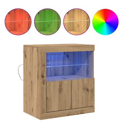 LED Sideboard 60,5 X 37 X 67 Cm Konstrueret Træ - Billede 4